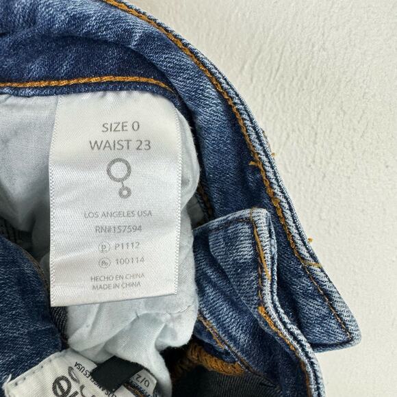 Insane Gene Medium Wash High Rise Distressed Frayed Hem Flare Jeans - Picture 9 of 10